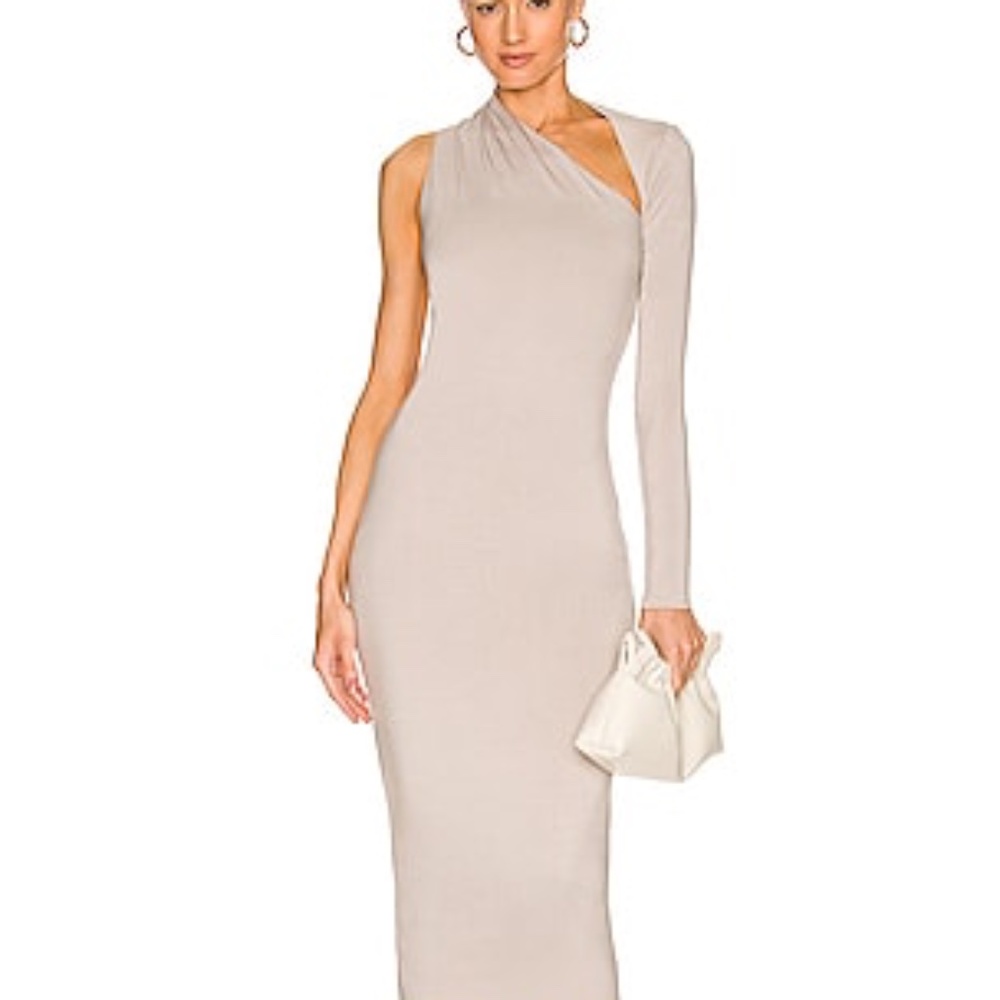 NOT YOURS TO KEEP Mercer Maxi Dress in Stone Gray